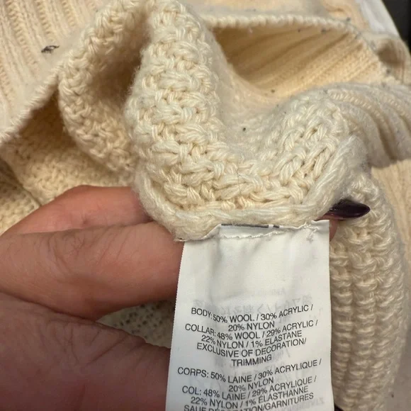 J. Crew cowl neck sweater in cream with navy/lace detail Size XL PRELOVED - Picture 8 of 9